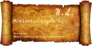 Miklovicz Lipót névjegykártya